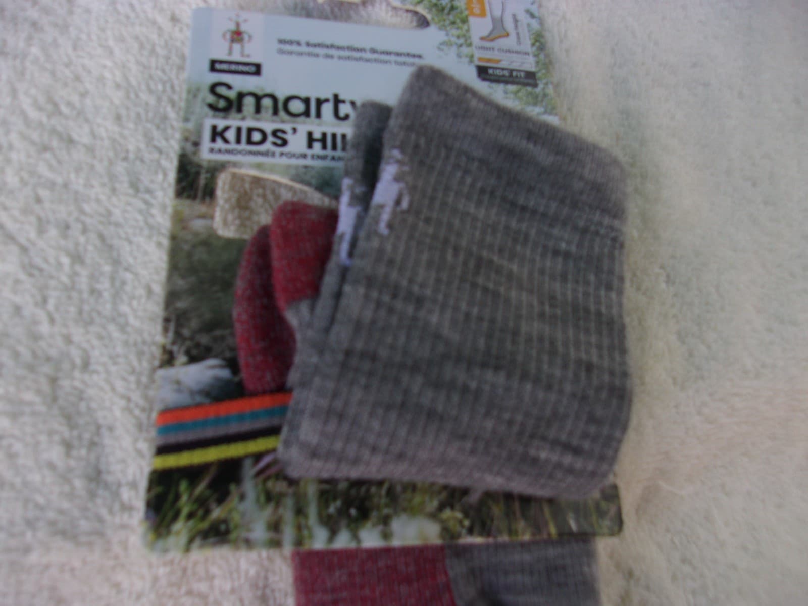 NWT Smartwool Kids' Hike crew socks, M (12-2.5), or L (3-6), wool blend, gray 2