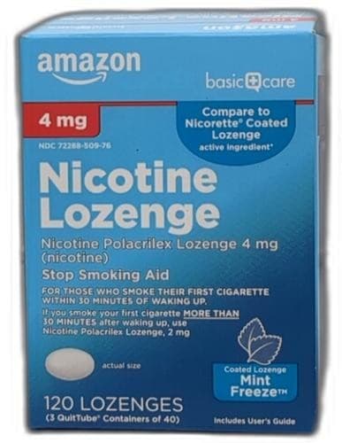 *2025-12-1* Amazon Basic Care Coated Ice Mint Nicotine Polacrilex Lozenges, 4