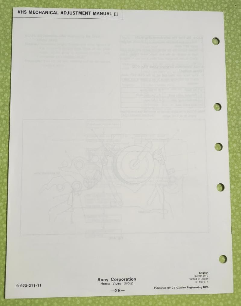 SONY VHS Mechanical Adjustment Manual III  ! HTF NICE !! 2
