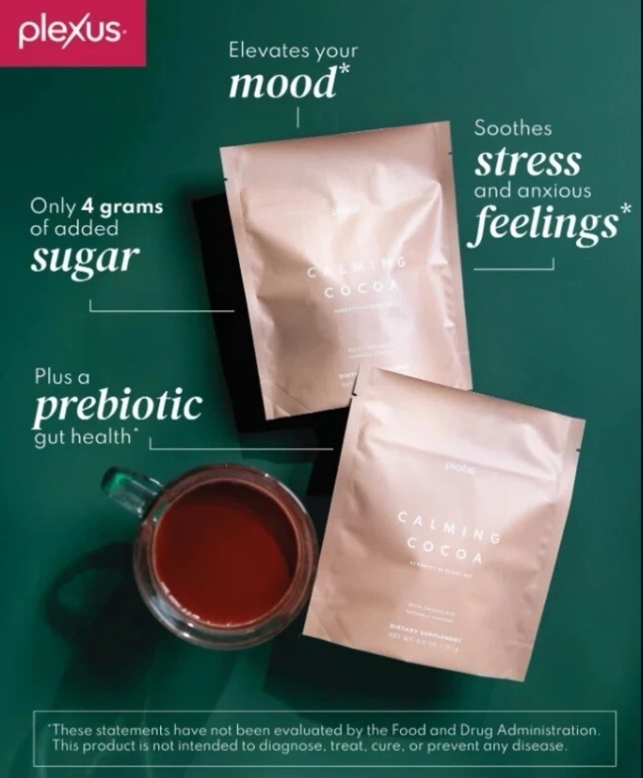 New Plexus Prebiotic Calming Hot Cocoa Powder - “Serenity In Every Sip” 9/26 Exp 2
