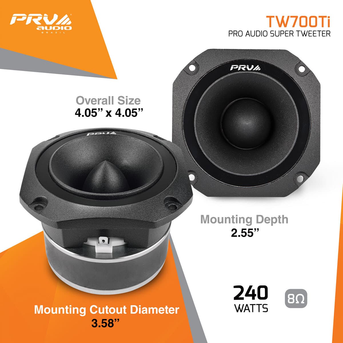 2x PRV Audio TW700Ti Bullet 4” Pro Audio Super Tweeters 8 Ohms Titanium 480W 4