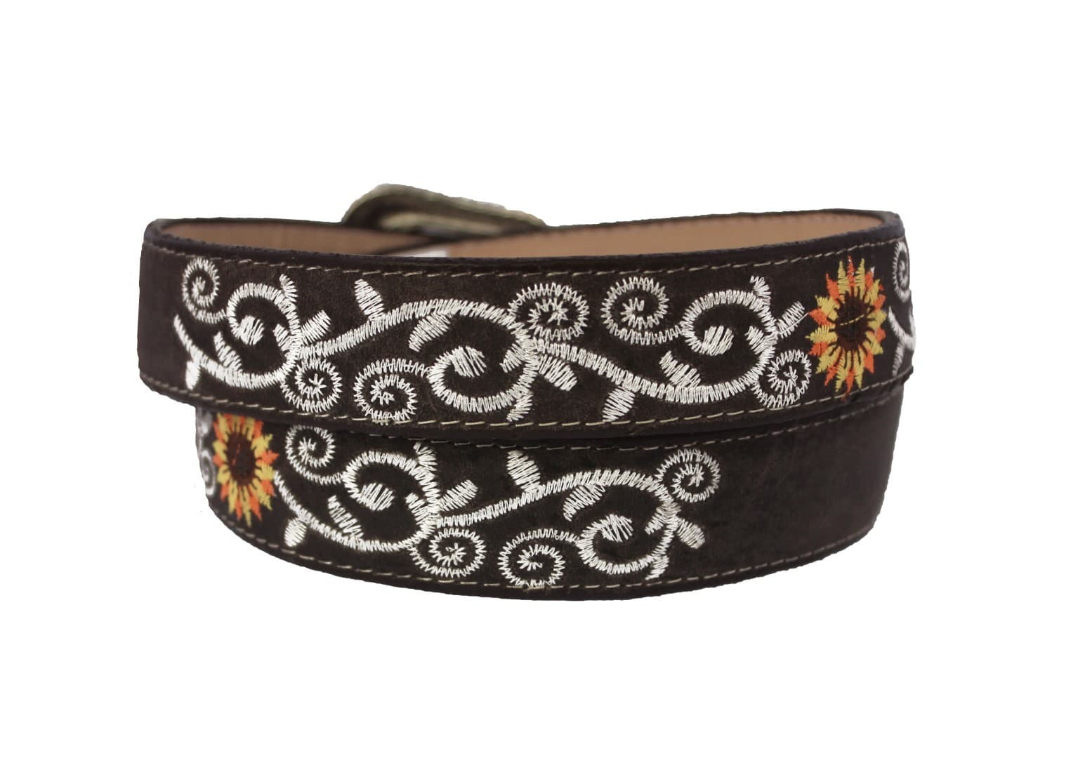 Kids Unisex Western Cowboy Belt Leather Brown Floral Embroidered Cinto Vaquera 2