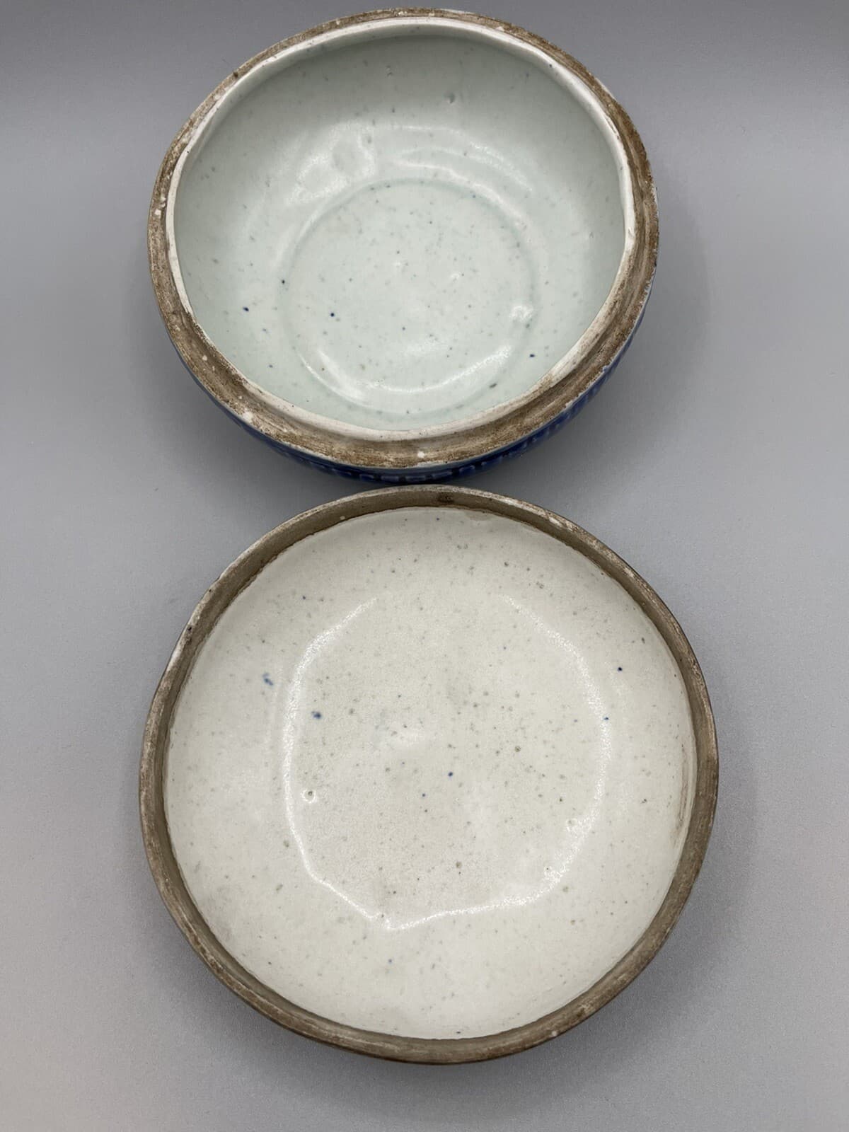 Antique Chinese Qing Dynasty Cobalt Blue Porcelain Box Dragon Relief 18th-19th C 3