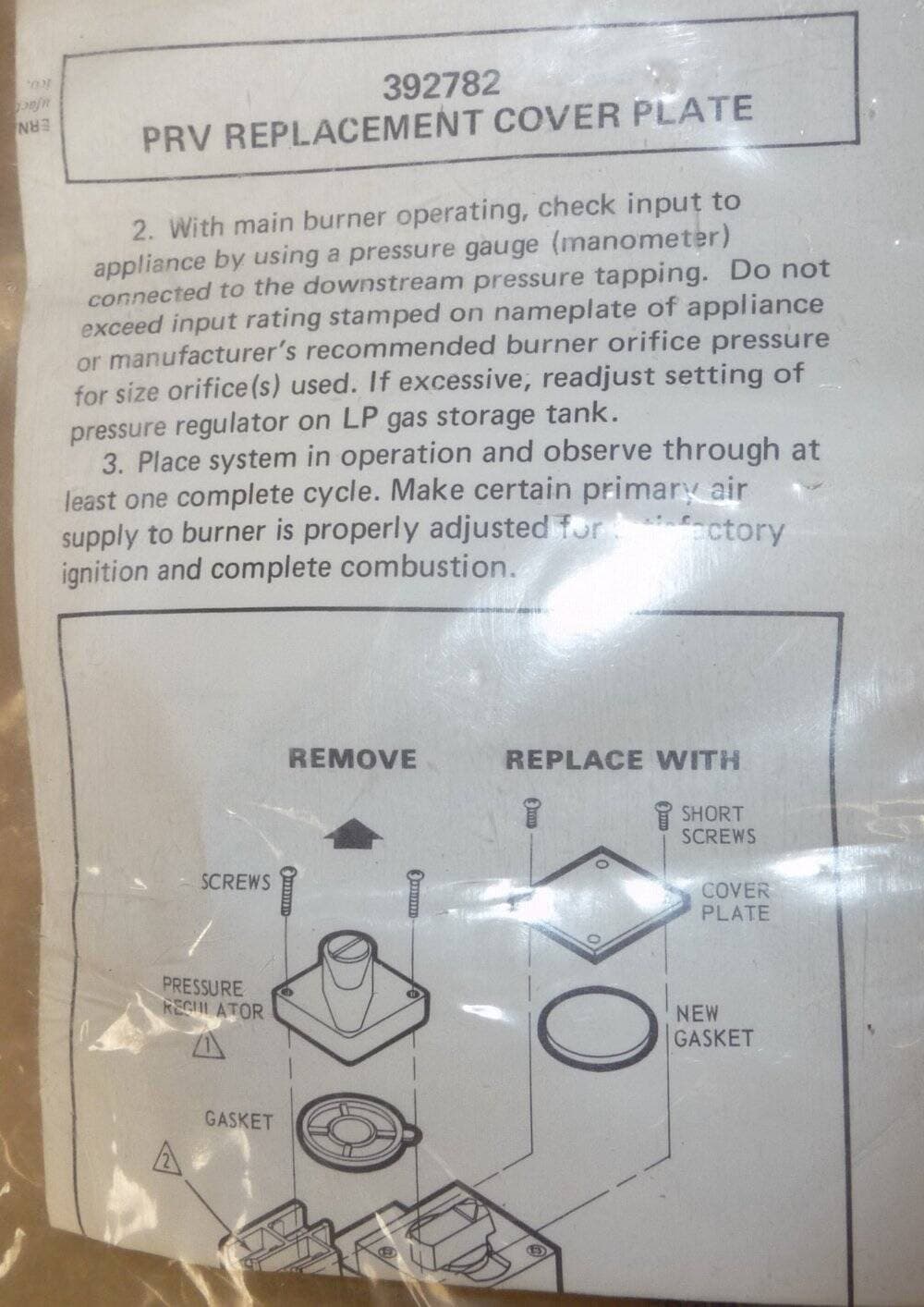 (2) Honeywell 392782 PRV Replacement Regulator Cavity Cover Plate New Sealed 3