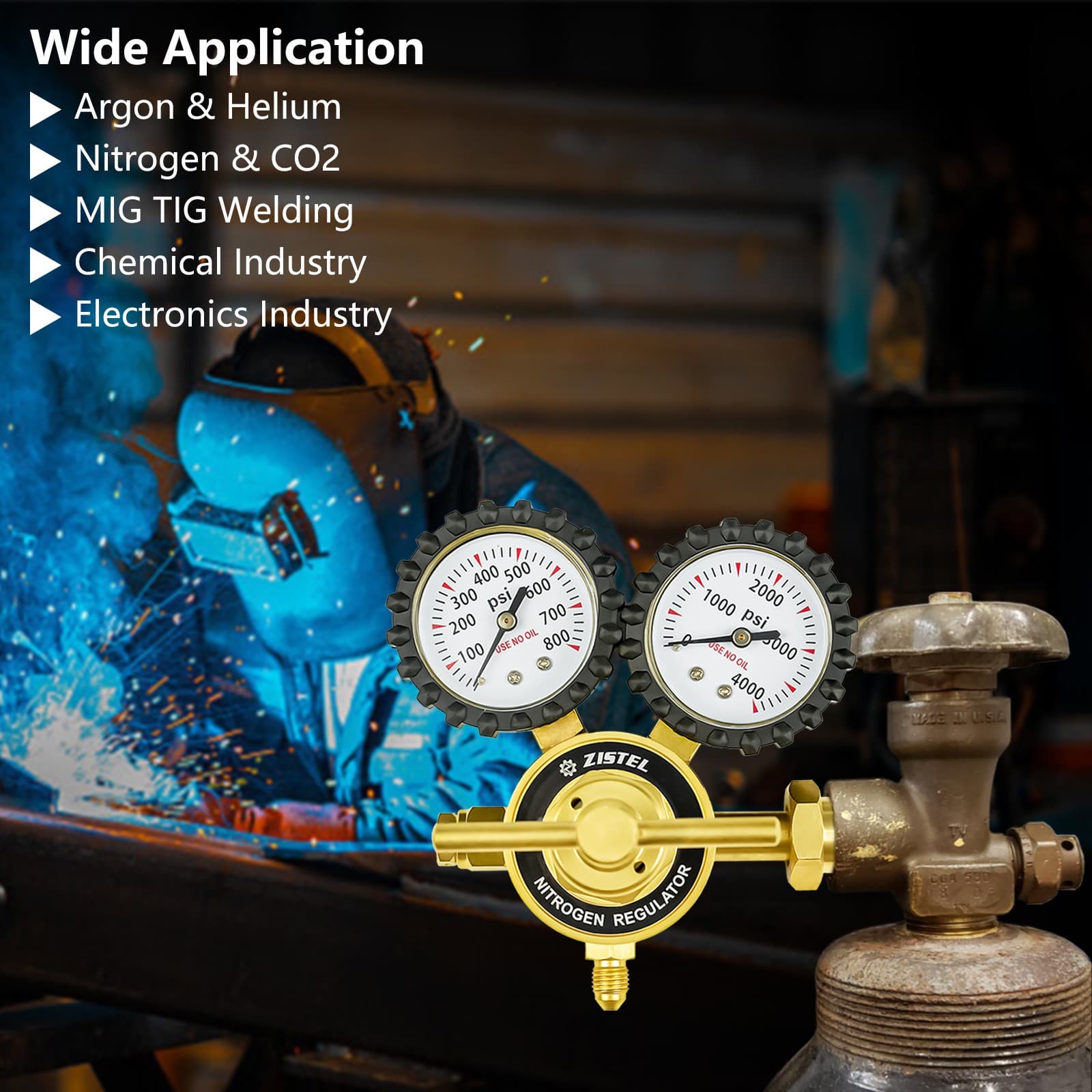 New Nitrogen Gas Regulator 0-800 PSIG HVAC Purging Pressure Charge with 2M Hose 3