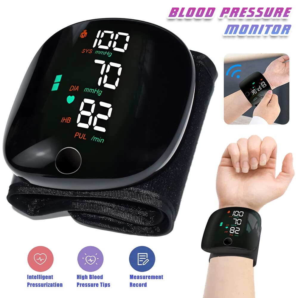 Wrist Blood Pressure Monitor Automatic Digital BP Cuff LED Heart Rate Machine US