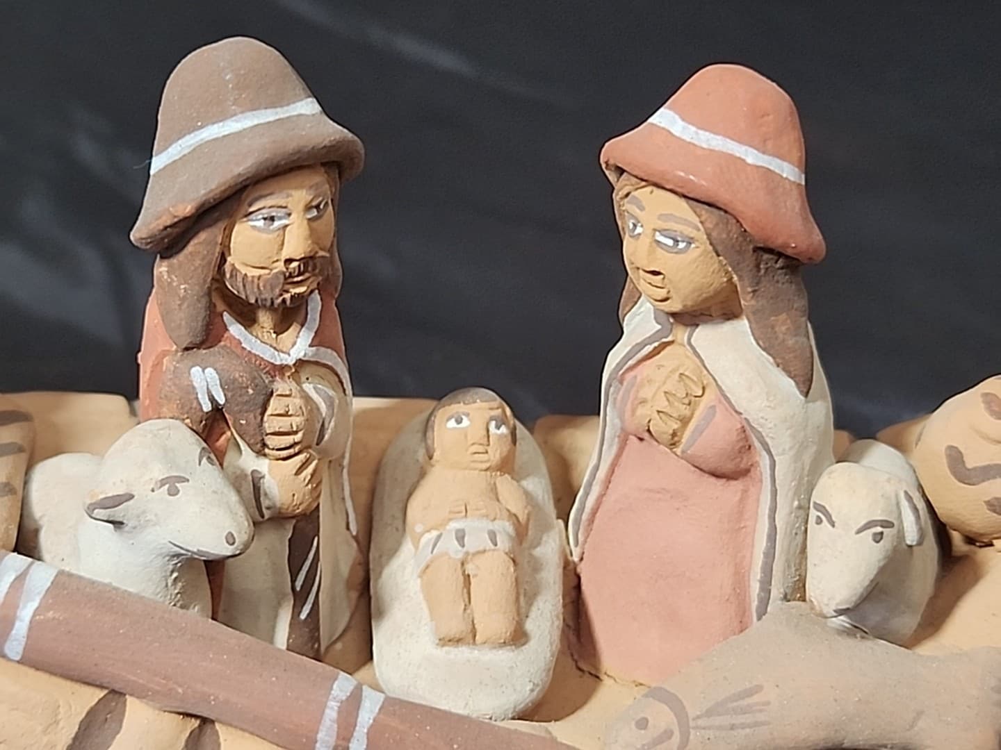 Peru Nativity In Canoe/Boat In Clay Pottery 2