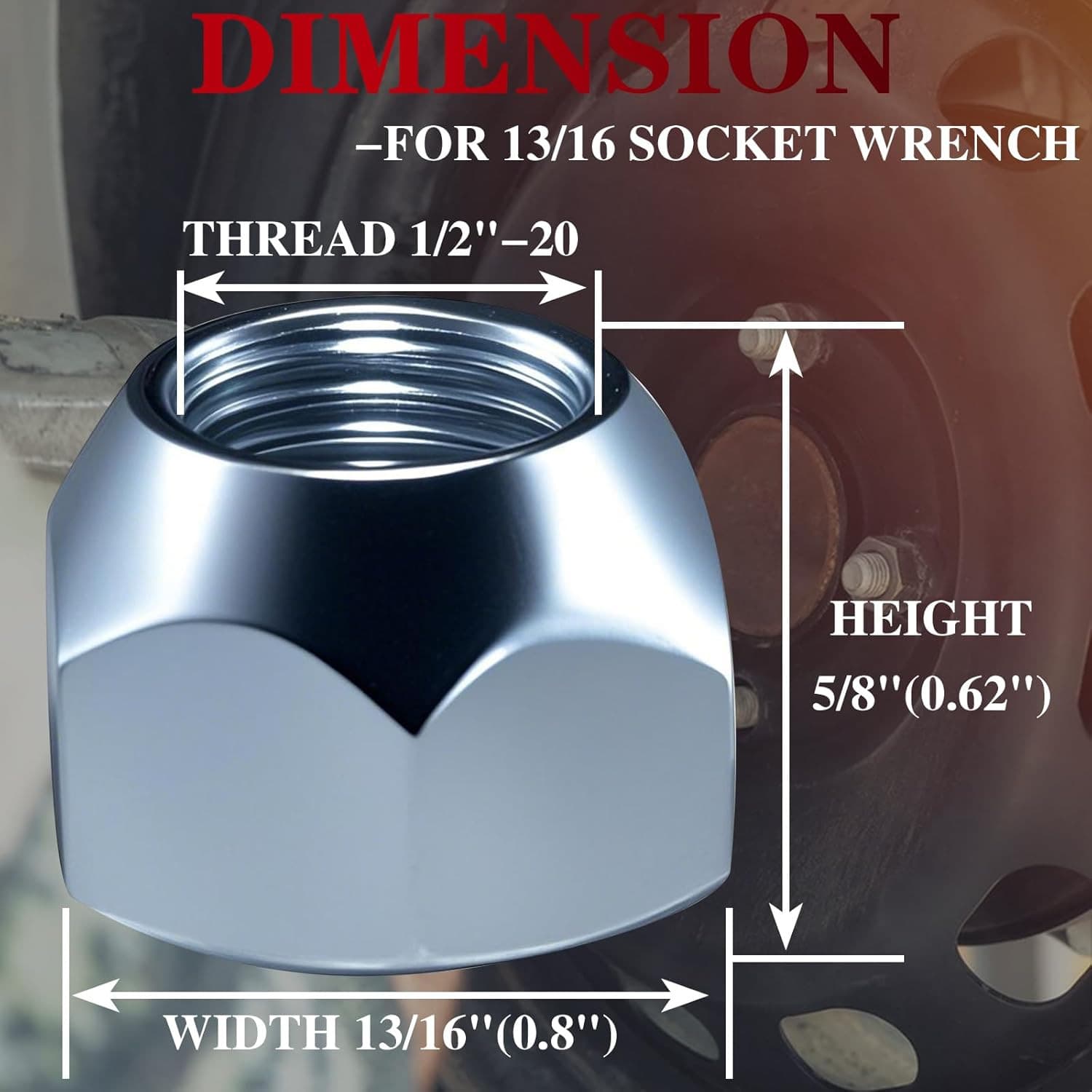 20Pcs 1/2''-20 Trailer Hub Lug Nuts, Wheel 509 Lug Nut Axle Hub Tire Lugs Nuts O 2