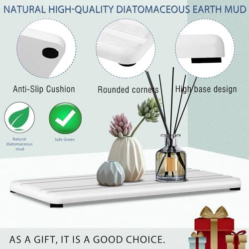 2PCS Water Absorbing Stone Tray,Quick Drying Stone Sink Tray,Water Absorbent  6