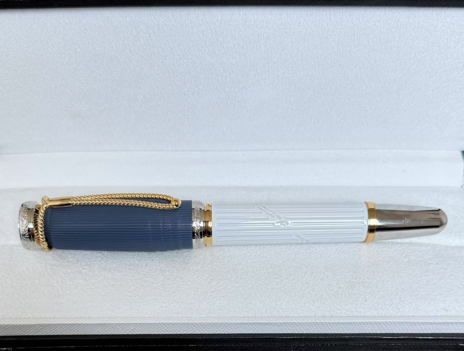 Perfect Jane Austen Piston Inking Series Blue-white Color Fountain Pen No Box 2