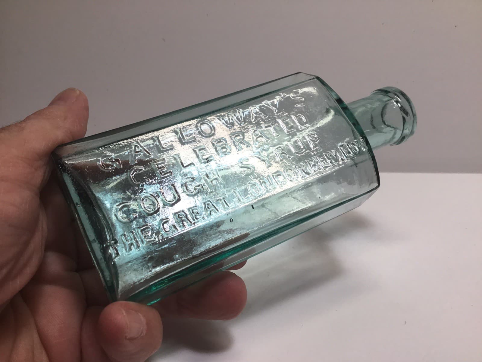 Galloway’s Celebrated Cough Syrup Medicine Bottle.