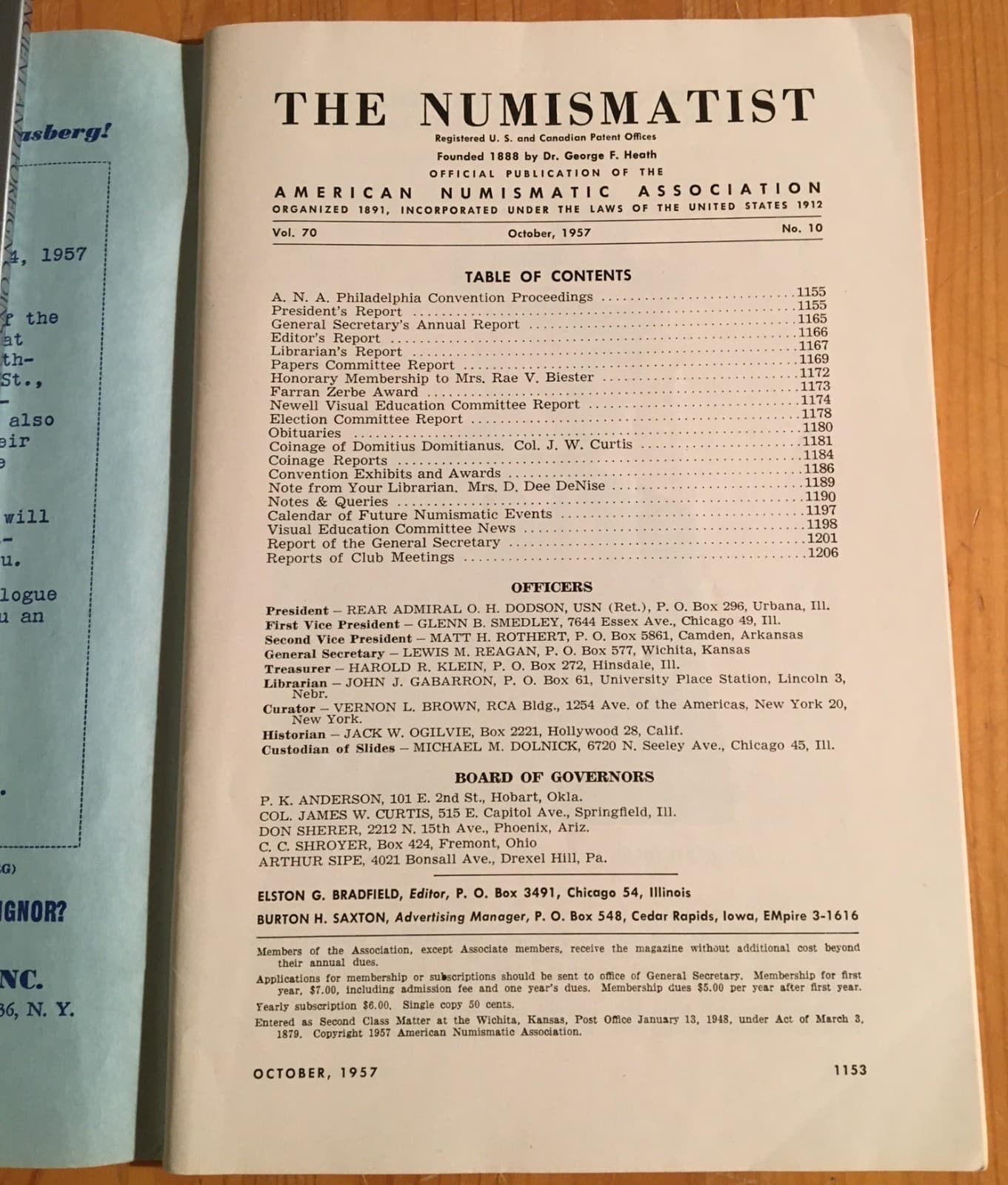 "COINAGE OF DOMITIUS DOMITIANUS" OCT. 1957 ISSUE, THE NUMISMATIST - *17351129 🌈 2