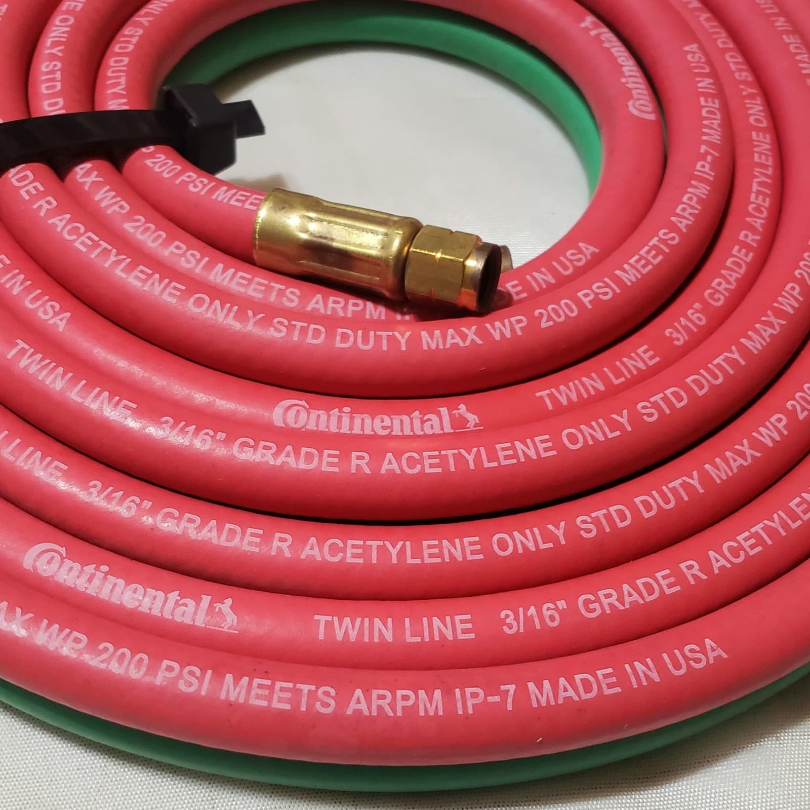 Grade R 12' x 3/16" Twin Welding Torch Hose A Size Oxygen Acetylene Continental 3