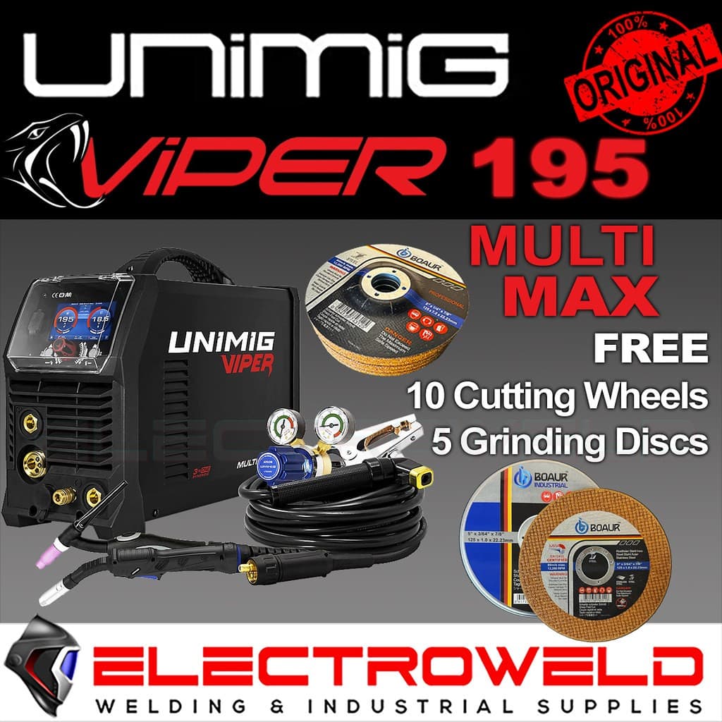 UNIMIG Viper Multi 195 Max Mig Tig Stick Welder HF Smart Set Torch U11011