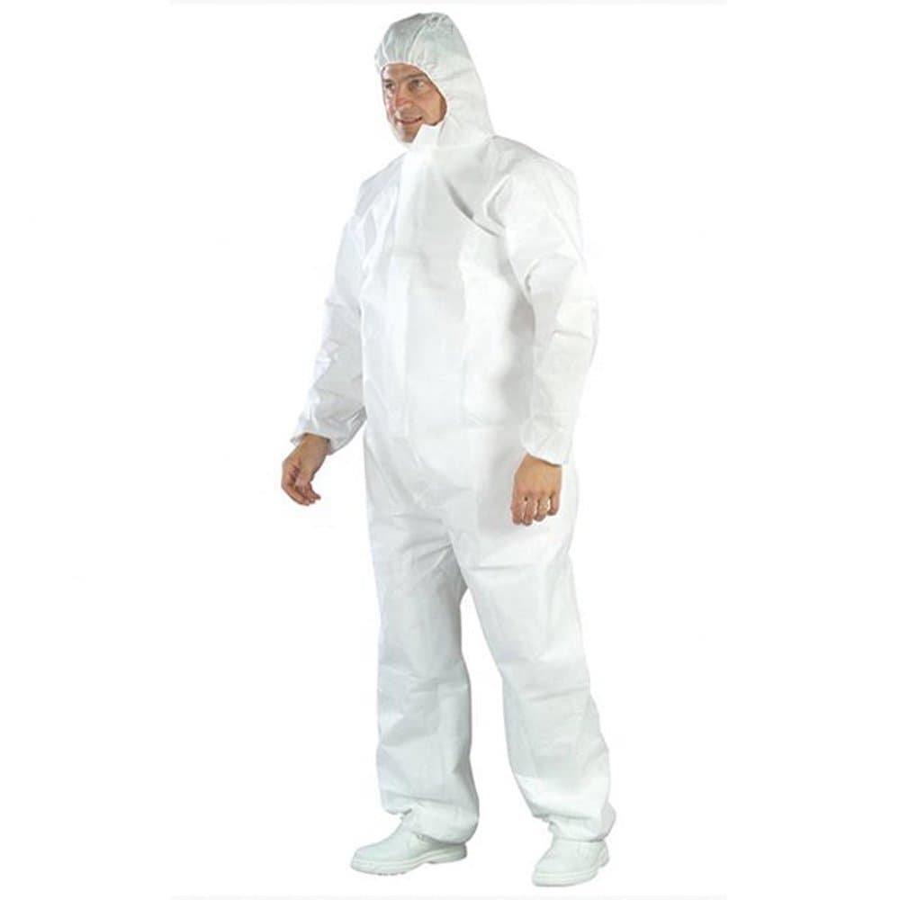 Case of 30 Disposable SMS Protective Coverall Painter Suit Fluid Resistant White 2