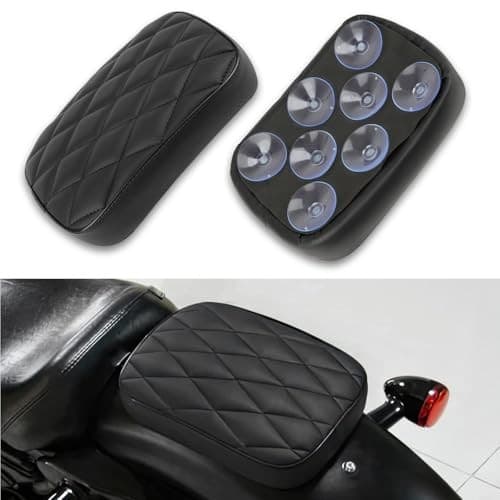  Motorcycle Leather Pillion Rear Passenger Pad Seat 8 Suction Black-Diamond 2