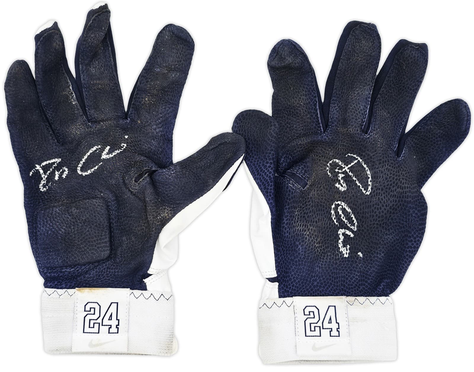 Robinson Cano Auto Pair of Game Used White Blue Nike Batting Gloves Yankees PSA