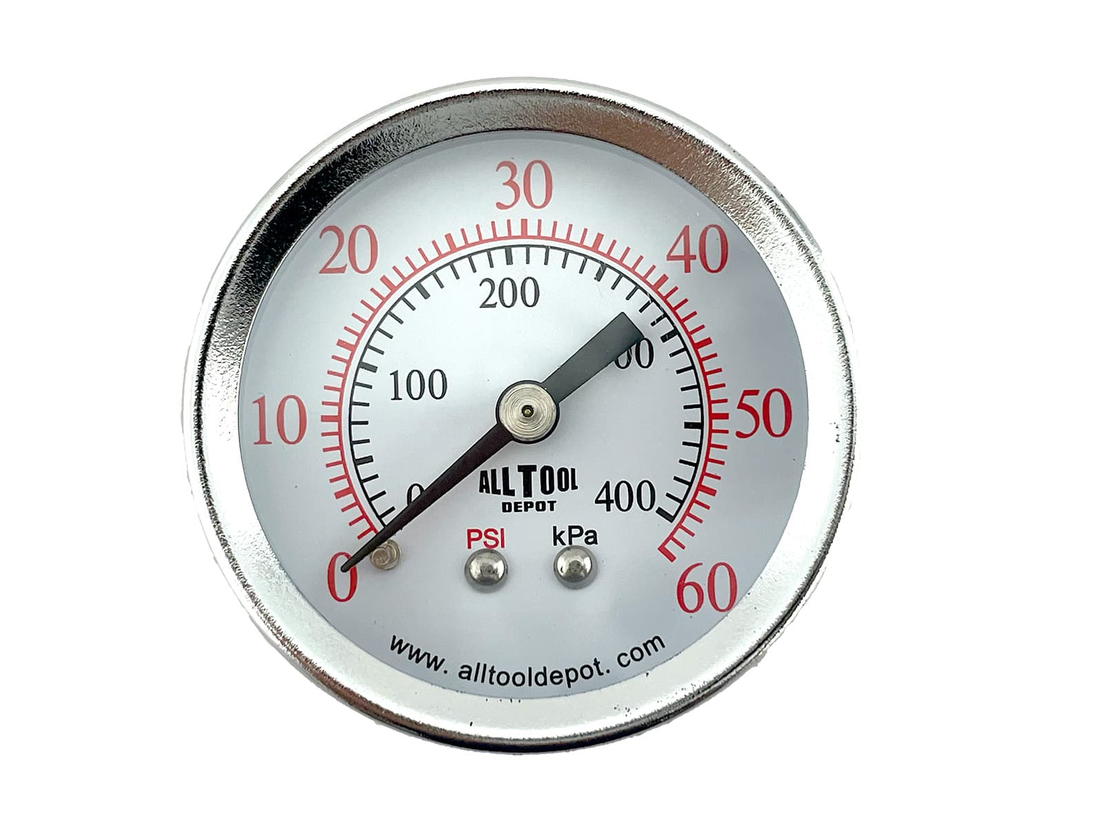 Air Pressure Gauge 2" Dial Center Back Mount 1/8"NPT - 0 to 60PSI