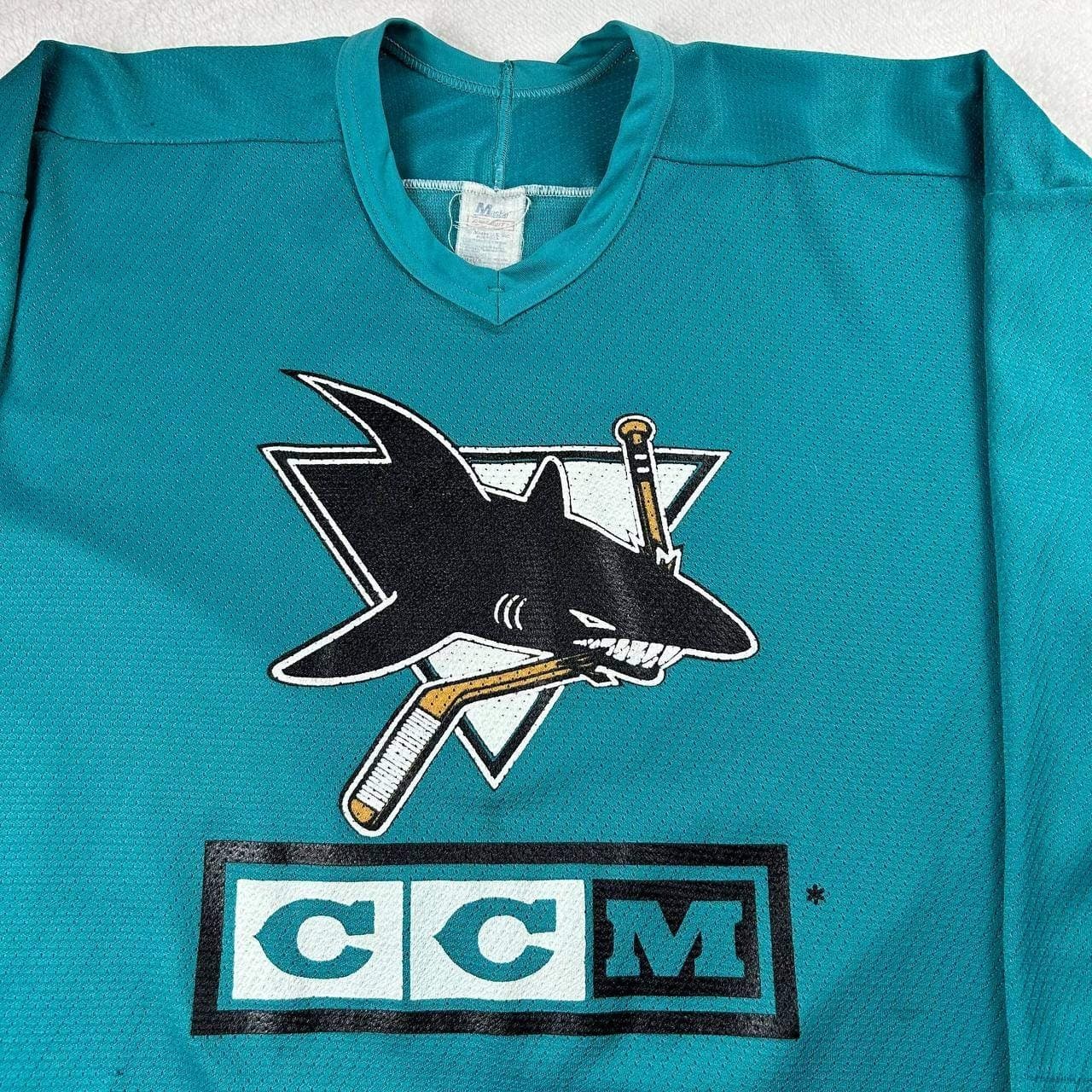 Vintage 90s San Jose Sharks CCM Jersey NHL Long Sleeve Shirt Size Large USA Made 2