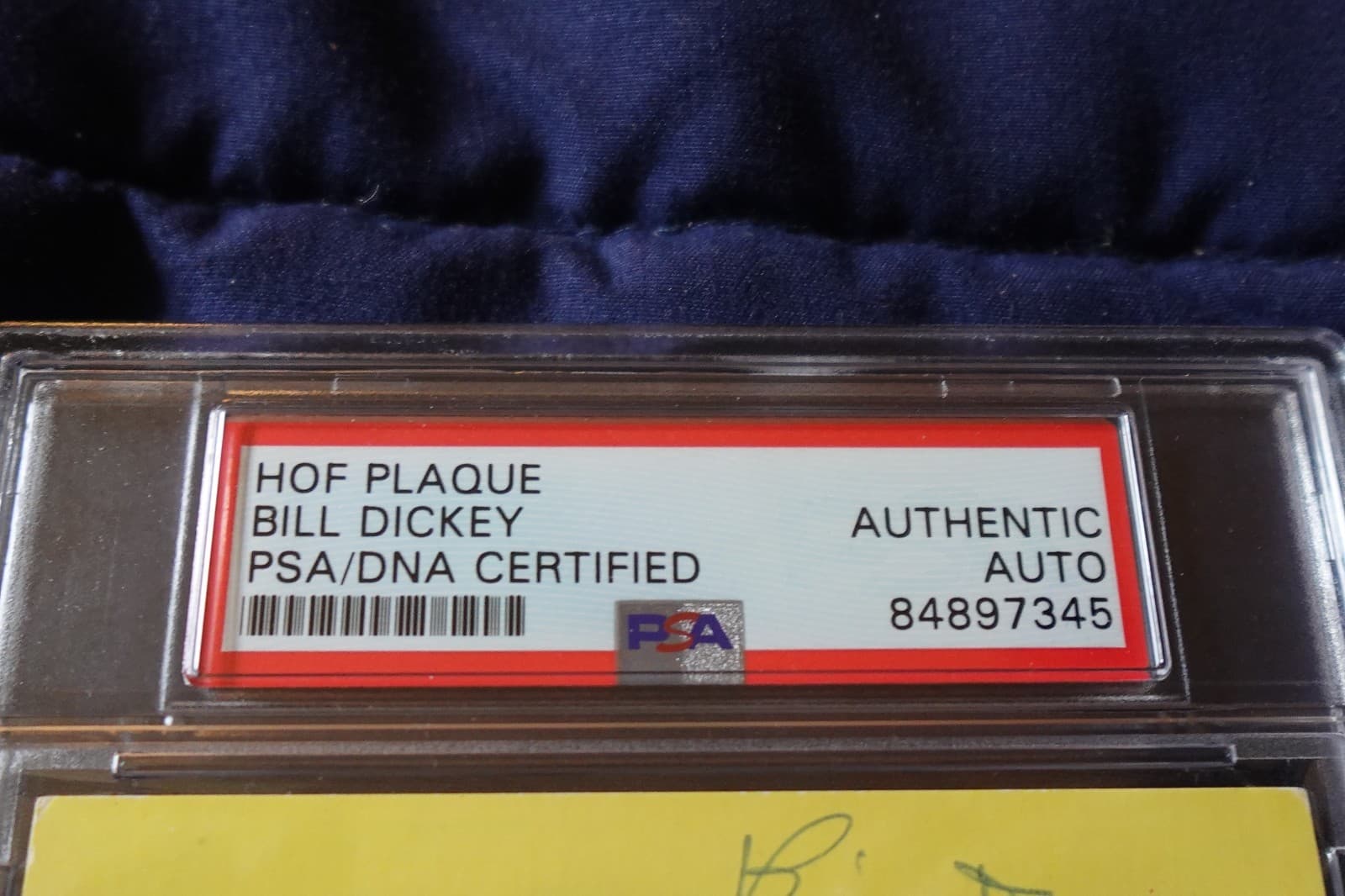 Bill Dickey New York Yankees Baseball HOFer Autographed Plaque Postcard PSA SLAB 3