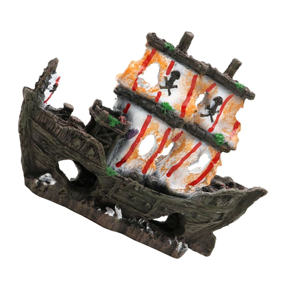  Fish Tank Shipwreck Aquarium Sunken Boat Shrimp Hideout Cave Underwater Shelter 2