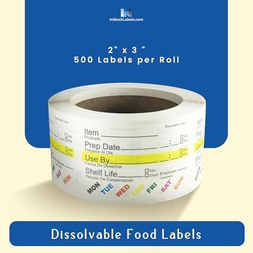 InStockLabels Dissolvable Food Labels - 2” x 3” (Labels) - Rotation Food 500 3