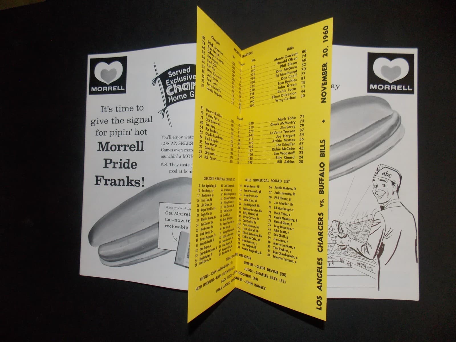 1960 BUFFALO BILLS at LOS ANGELES CHARGERS AFL FOOTBALL PROGRAM - FIRST YEAR 4