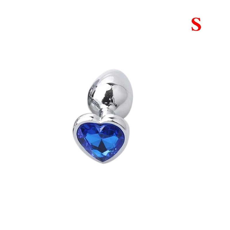 Butt Plug Anal Toy Heart Jewel Metal Dildo For Women Men Couples Small-Blue 3
