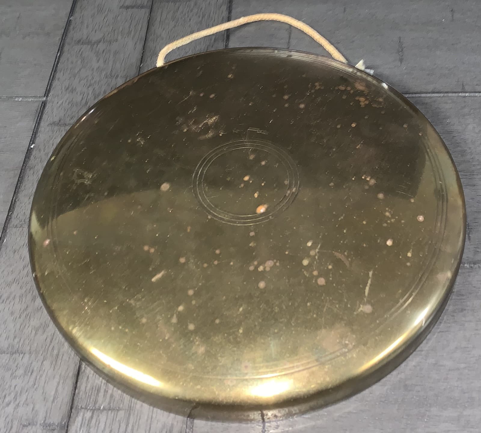 L0 VTG 7” TRADITIONAL BRASS METAL ROUND PLATE SHIP GONG BELL TIBETAN NAGAHA 3
