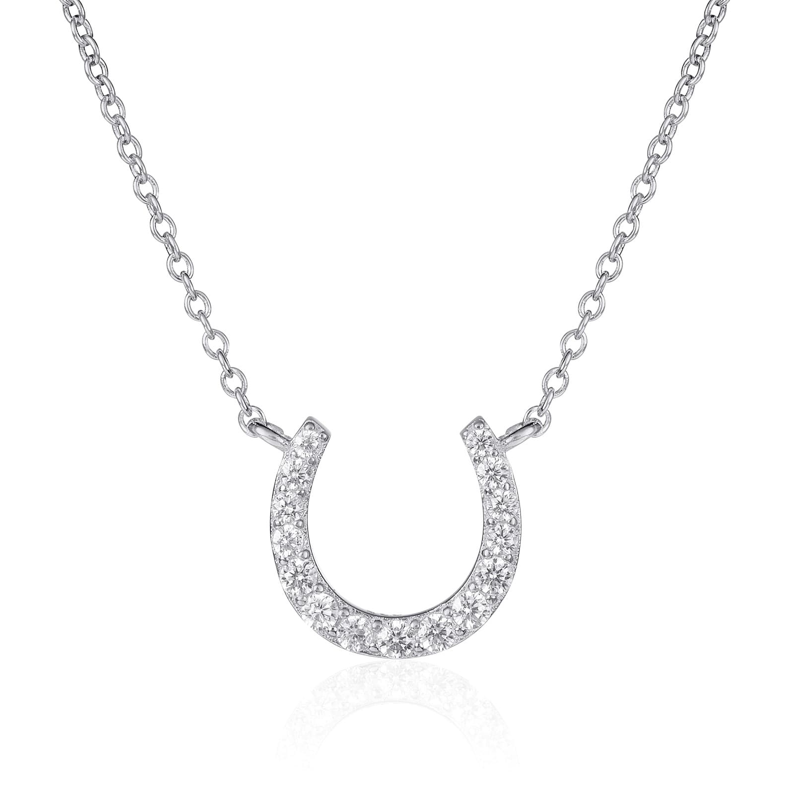 Diamond Treats Dainty Horseshoe Necklace in 925 Sterling Silver, Cute,Jewelry