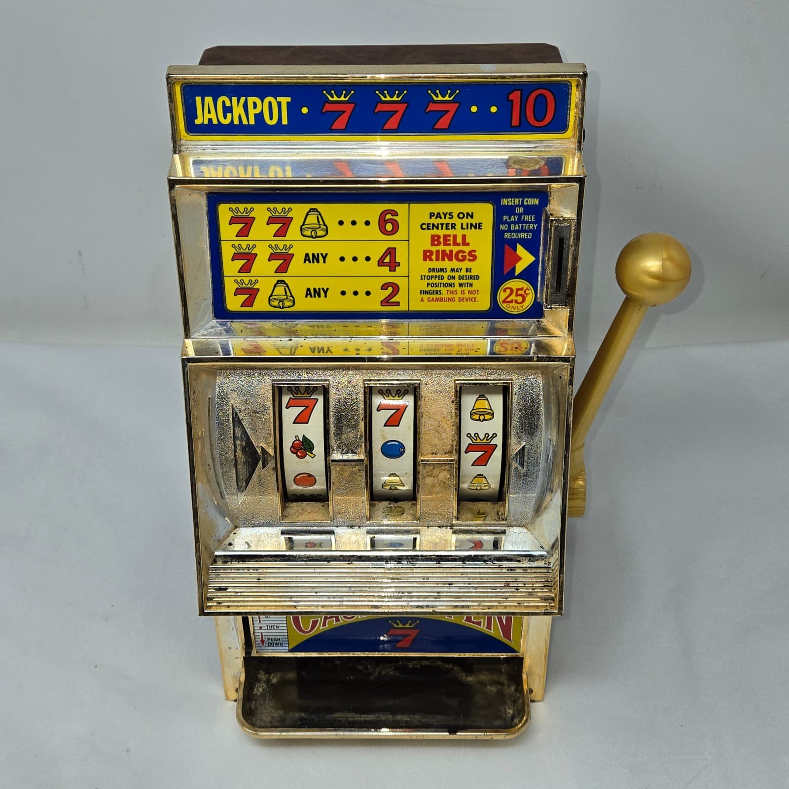 VINTAGE WACO CASINO SEVEN 777 TOY SLOT MACHINE BANK MADE IN JAPAN WORKS 2