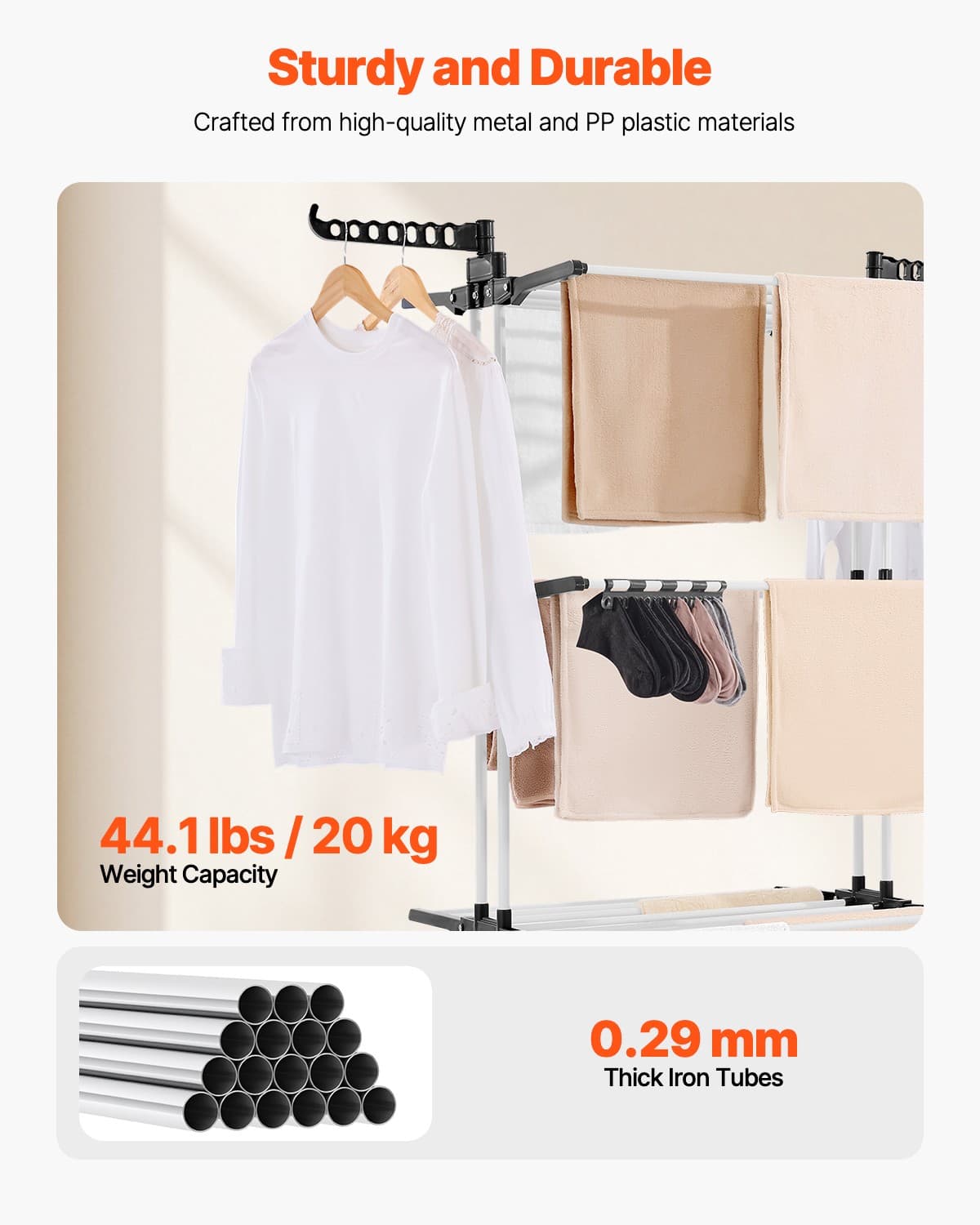 VEVOR 4-Tier Foldable Clothes Drying Rack with 24 Drying Poles and 4 Castors 3