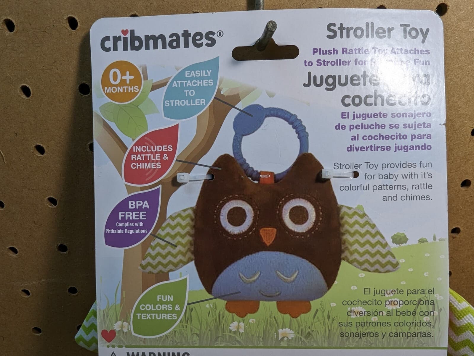 Cribmates Pink Owl Plush Stroller Toy Rattle 0+ Months Stuffed Animal Toy New.. 5