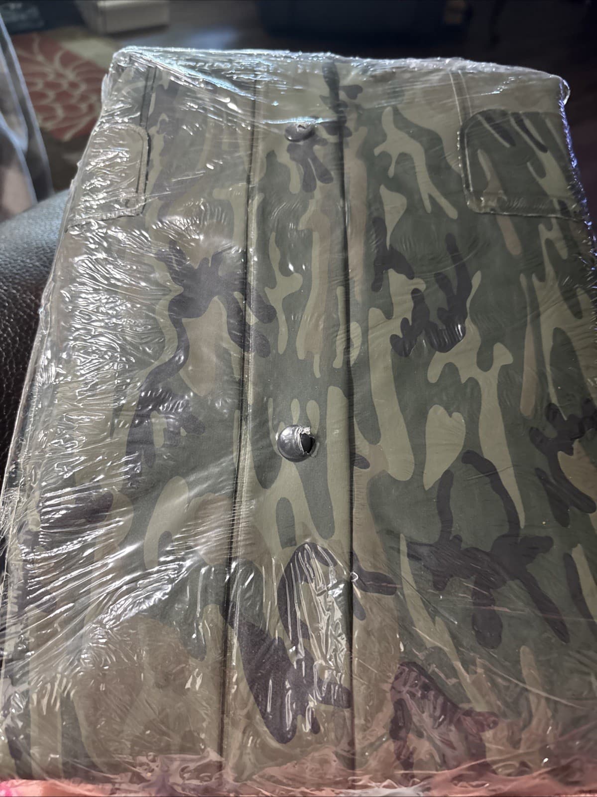 MEN’S Rain Suit 2 Piece Waterproof PVC/Polyester Size Large Camo-brown NIB 5