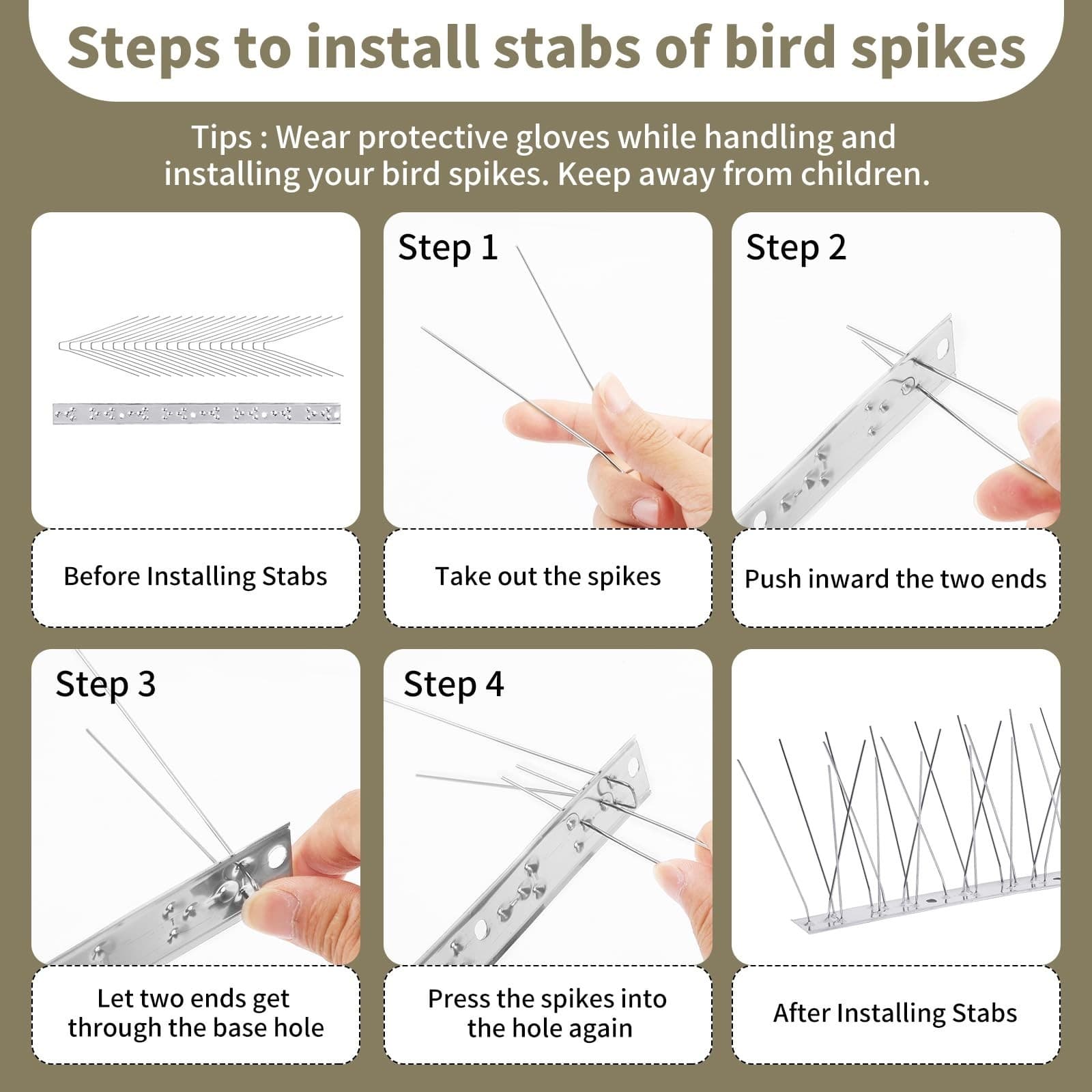 Stainless Steel Bird Spikes 3.3FT, Bird Spikes for Outside to Keep Birds Away... 4