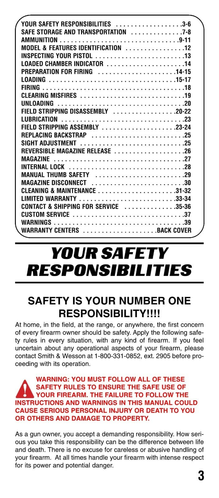 SMITH & WESSON M&P Pistols Owners Manual  2