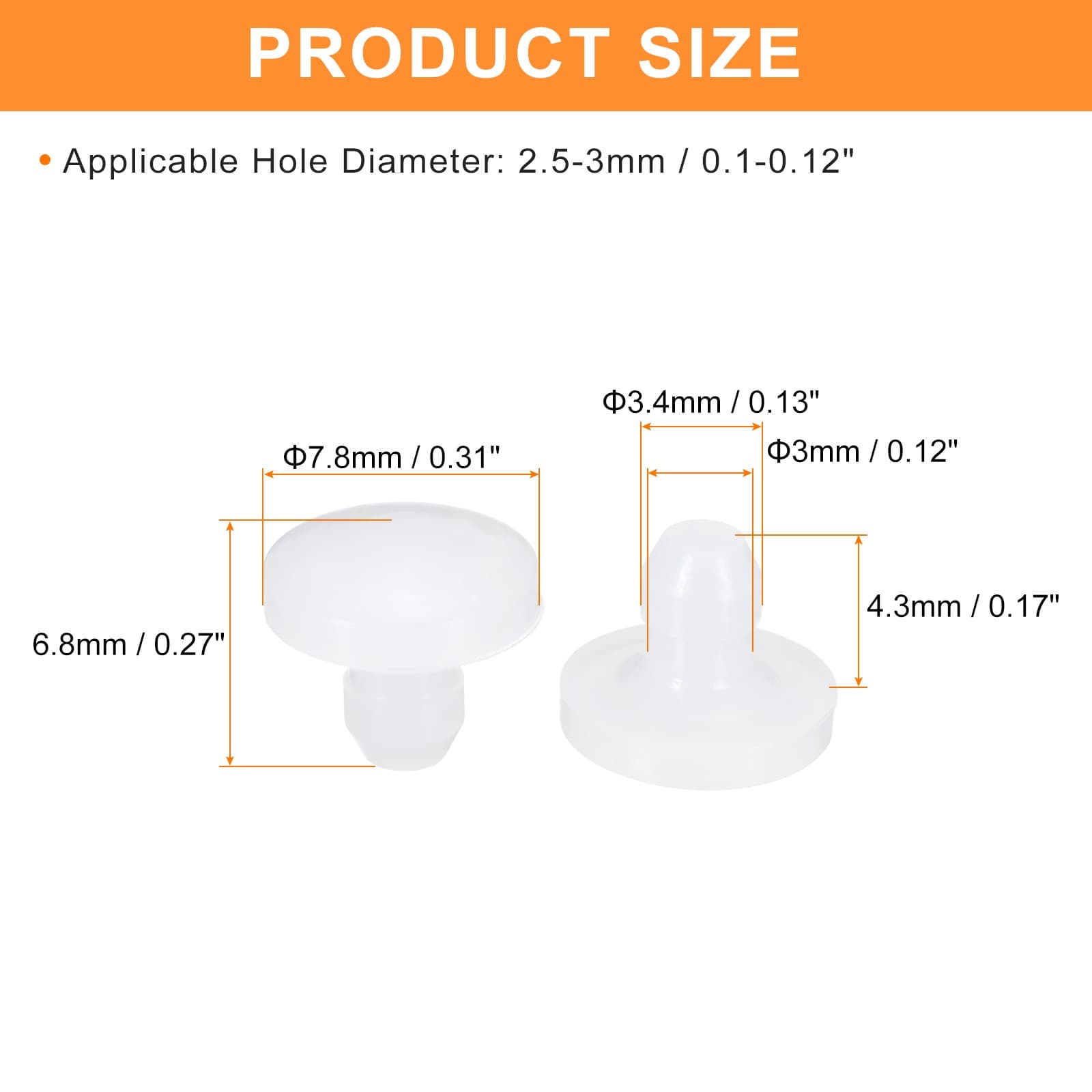 28Pcs Silicone Plugs, Rubber Round Hole Plugs for 2.5-3mm Hole, Translucent 2