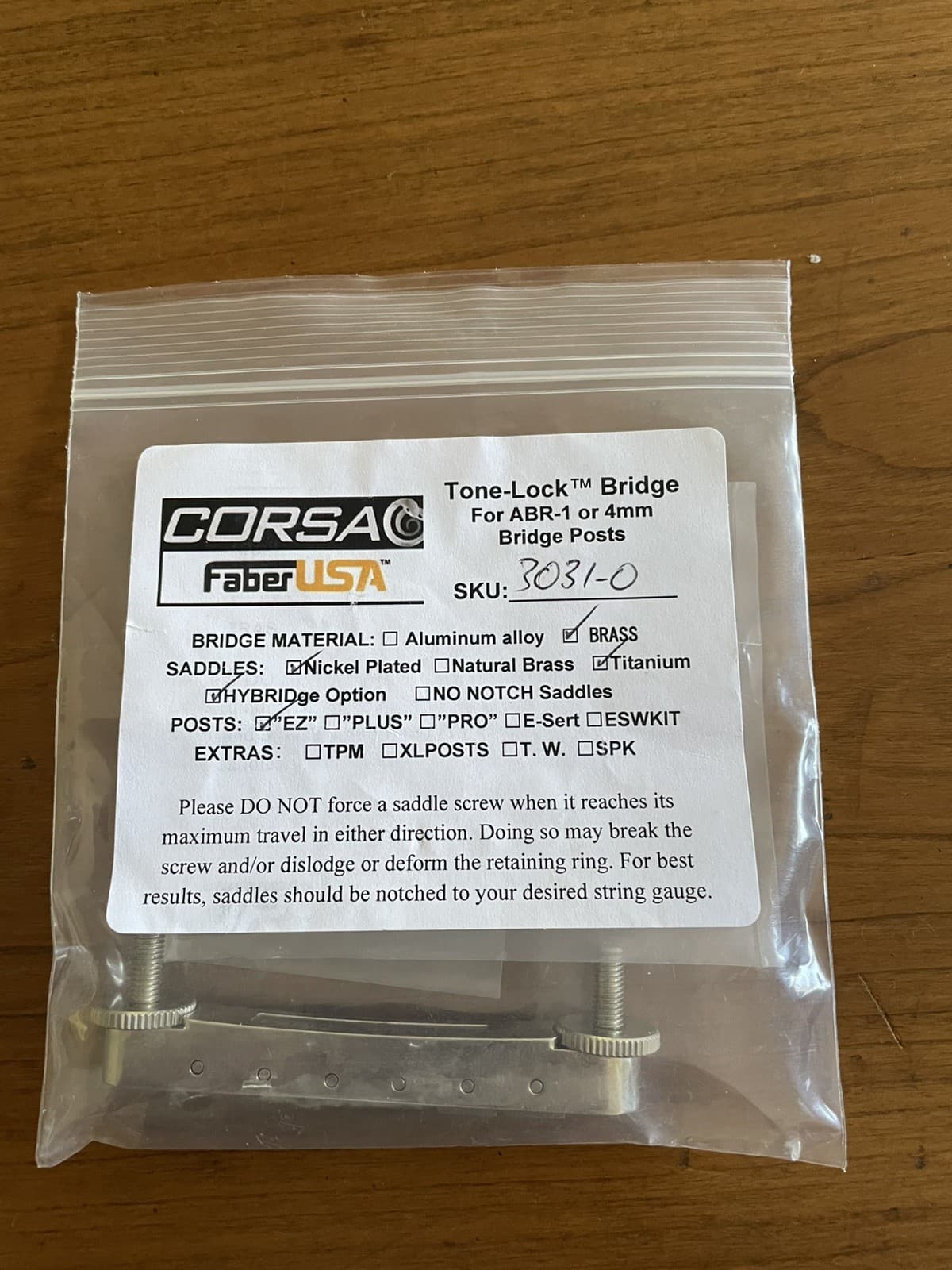 Faber 3031-0-EZ USA/ABR-1 Tone-Lock Bell Brass Bridge HYBRIDge - Nickel 2