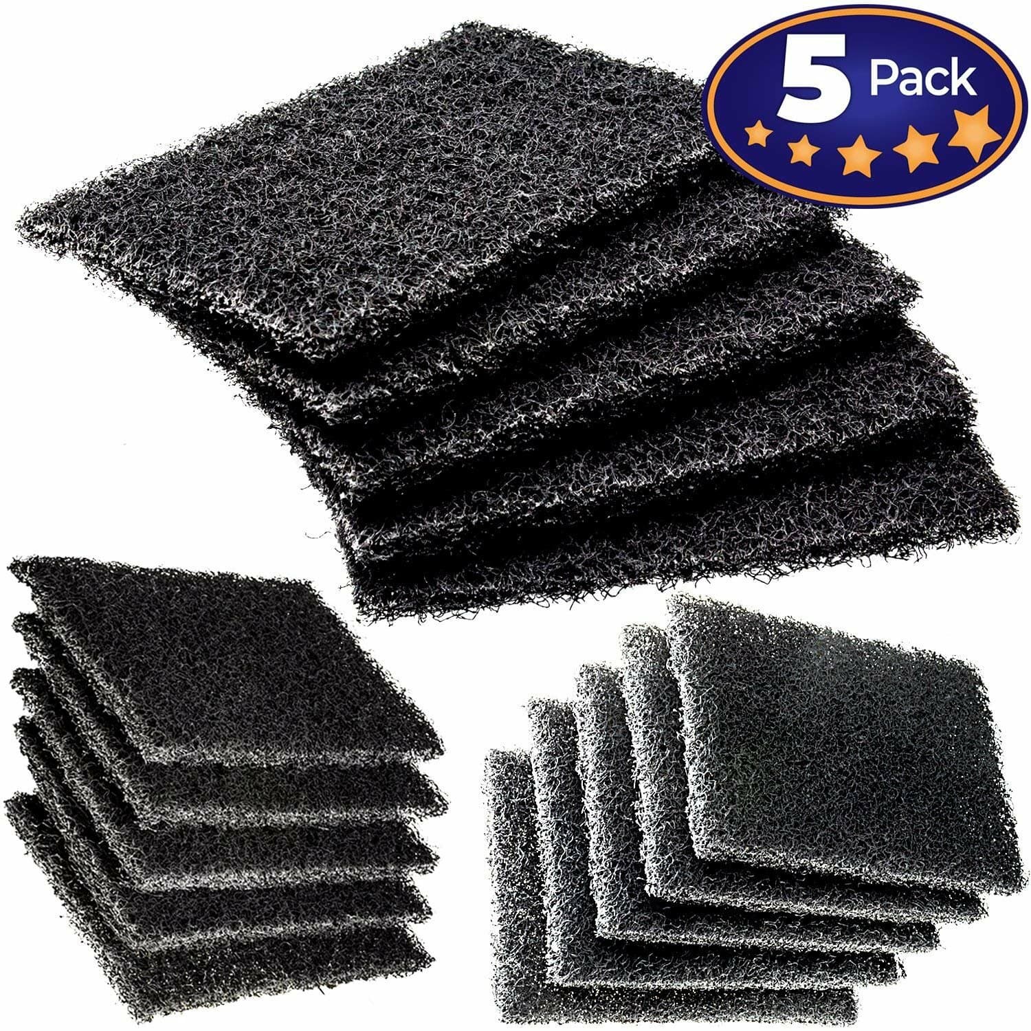 [5-Pack] Non Scratch Grease Scouring Pad for Industrial Grill & Griddle Cleaning