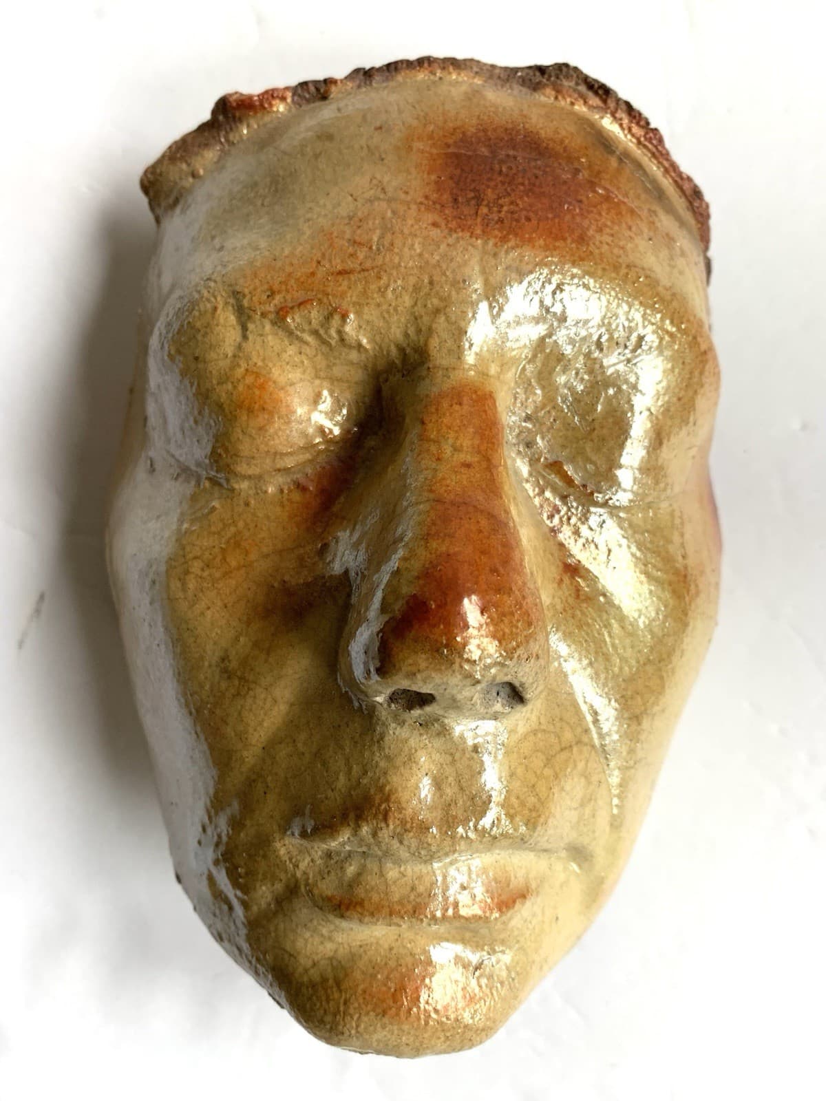 Genuine Plaster Female Death Mask Sculpture Serene Sunset Colored Oddity Art 3