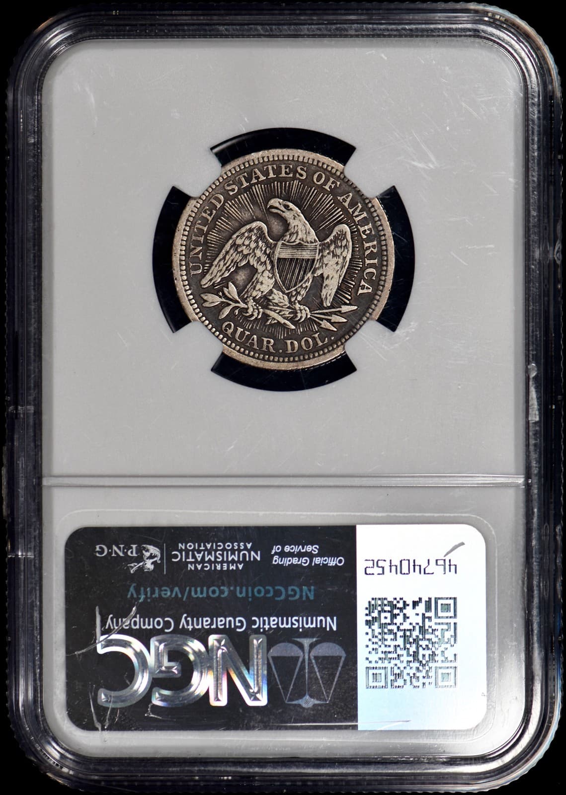 1853/4 Overdate Seated Liberty Quarter 25c Arrows & Rays NGC VF30 4