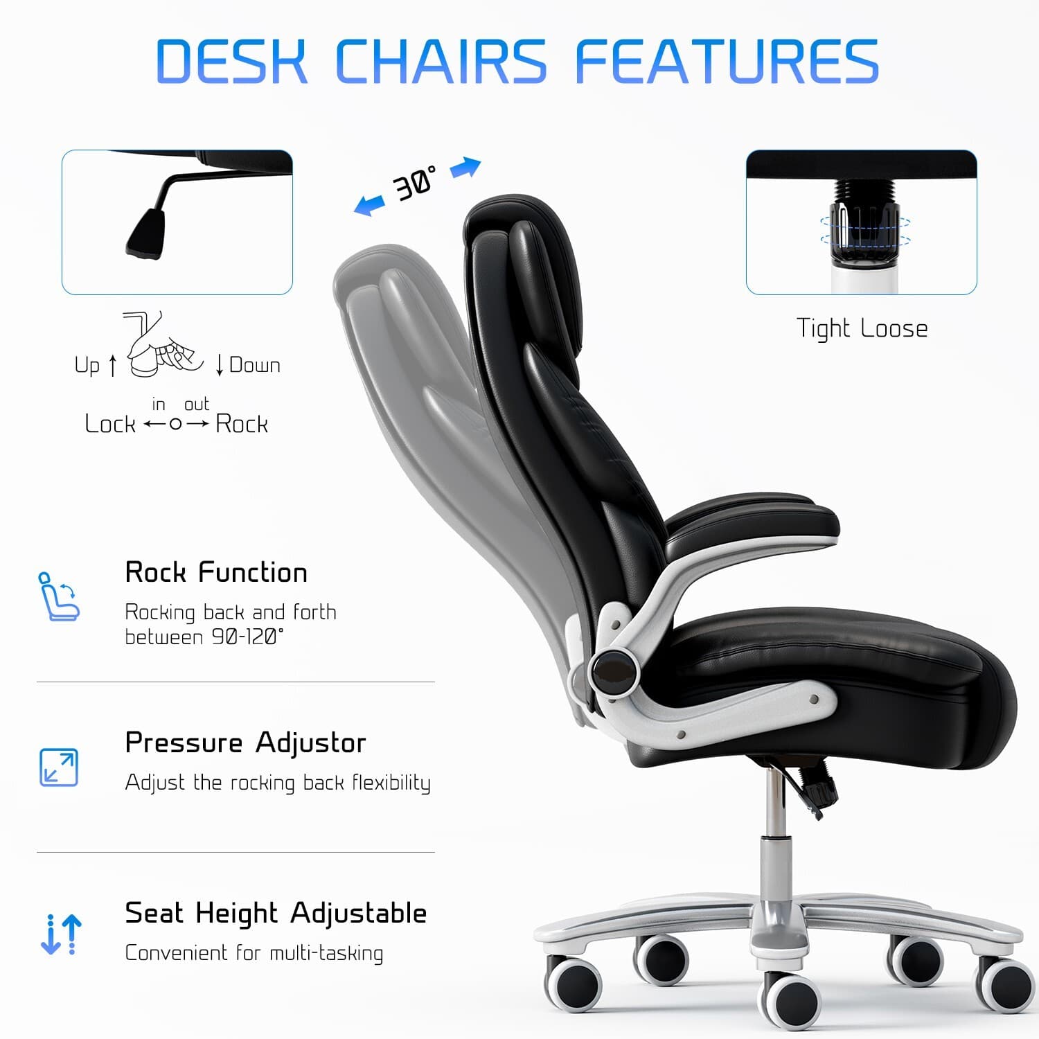 Big Tall Executive Office Chair Ergonomic Leather Computer Desk Chair Heavy Duty 5