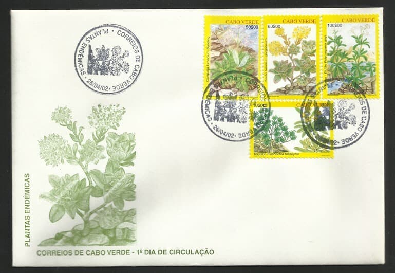 Cape Verde Endemic plants II Flowers 2002 FDC Cabo Verde