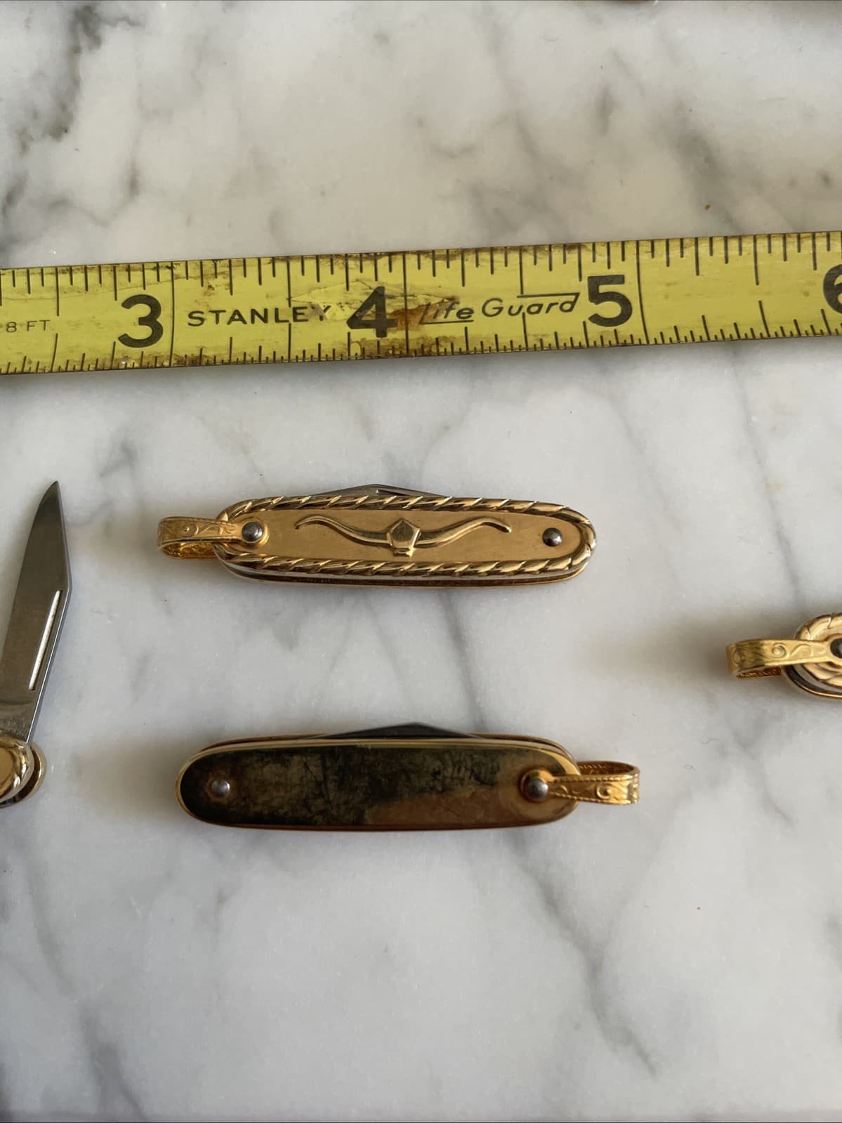 VINTAGE IMPERIAL PROV RI USA GOLD POCKET WATCH CHAIN KNIFE FOB KNIVES TOOLS