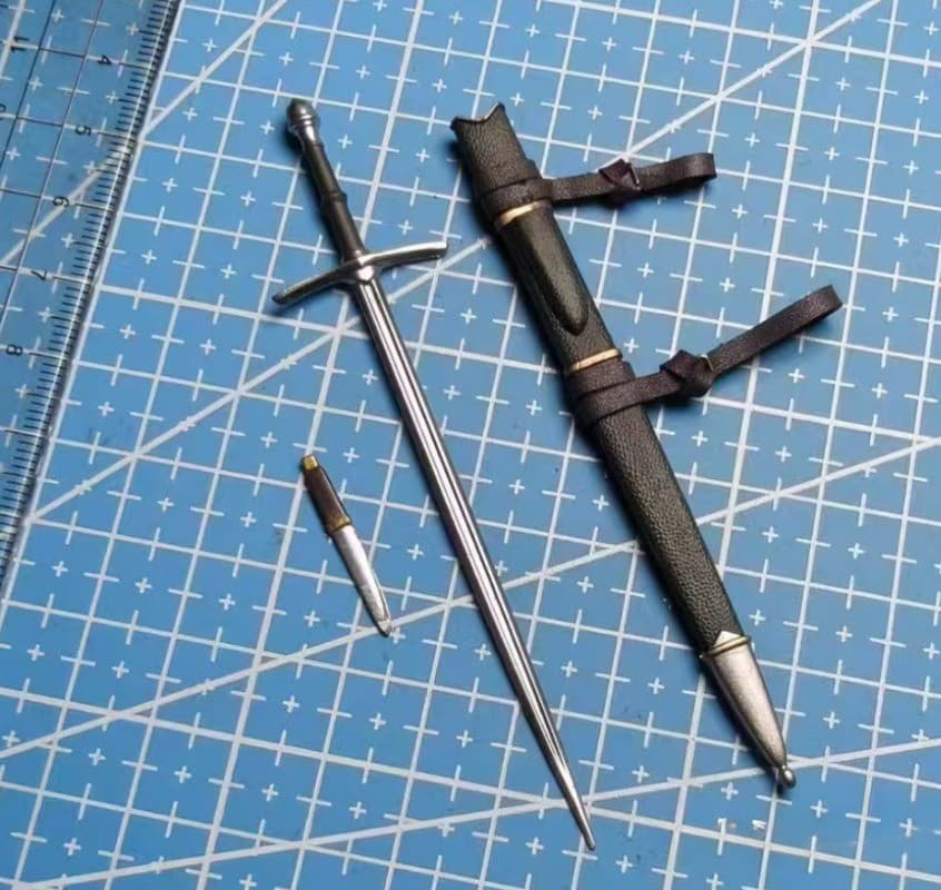 1/12 Scale Long Sword & Scabbard, Knife Model for 6" The King of The West  2
