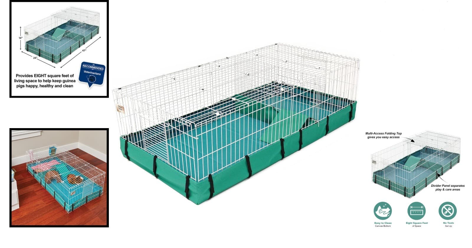 Interactive Guinea Pig Habitat: 47"x24" Expandable Cage, Contains Multiple Pets 2