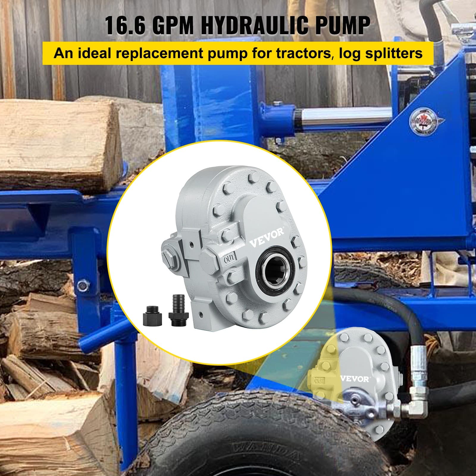 Hydraulic Tractor PTO Pump 16.6 GPM GP-PTO-A-7-6-S @ 540 RPM 9-8902-7 Pump 2