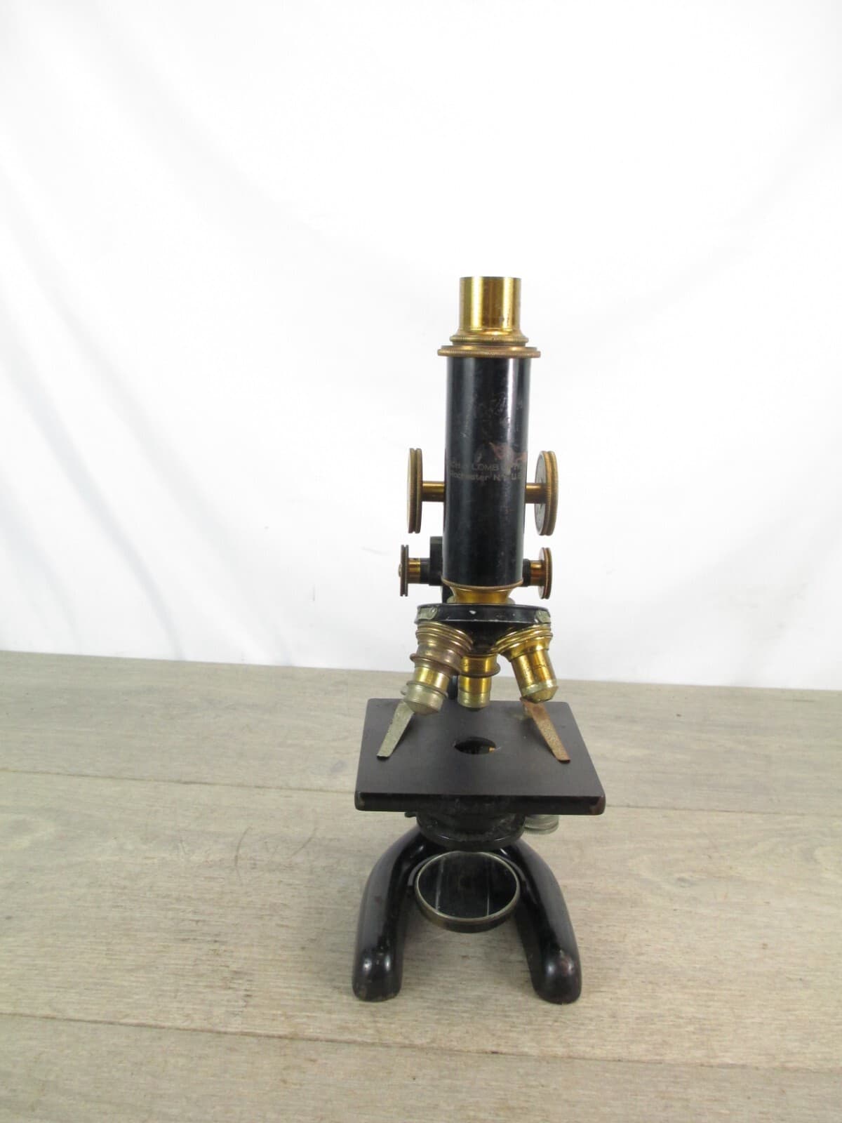 Antique 1915 Bausch & Lomb Cast Iron & Brass Scientific Laboratory Microscope 3