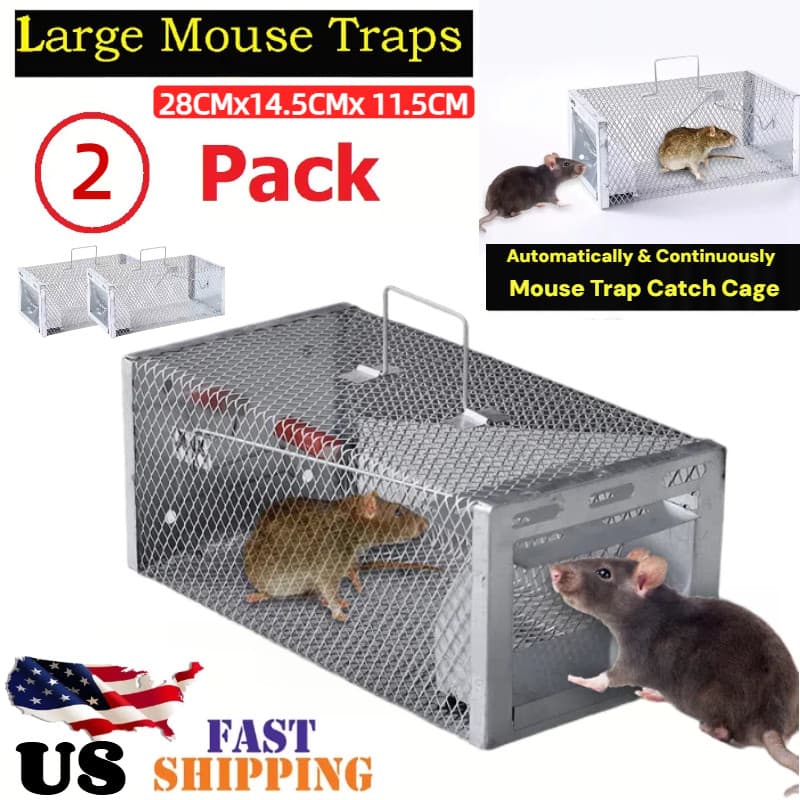 2 Pack Rat Trap Automatic Continuous Cycle Mouse Traps Easy to Set Up and Reuse