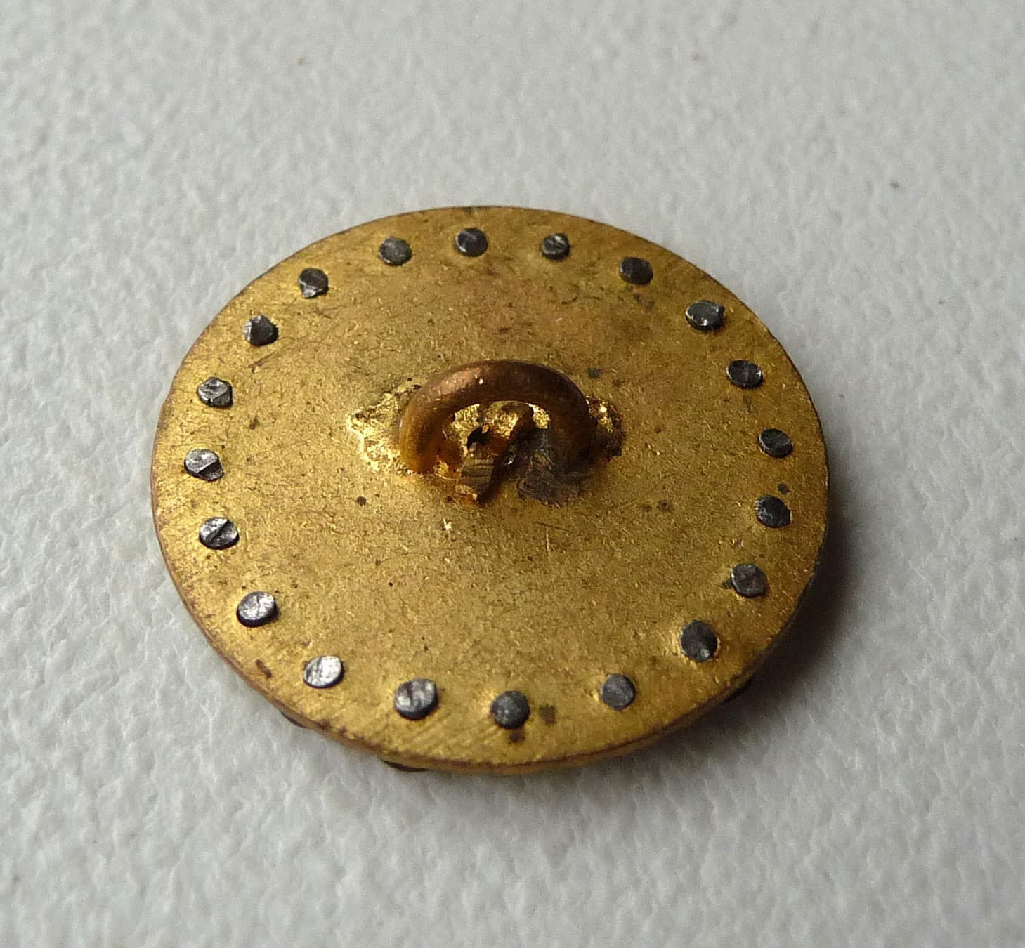 ANTIQUE ENAMEL BUTTON SWALLOW BIRD in FLIGHT w CUT STEEL STUDS 3